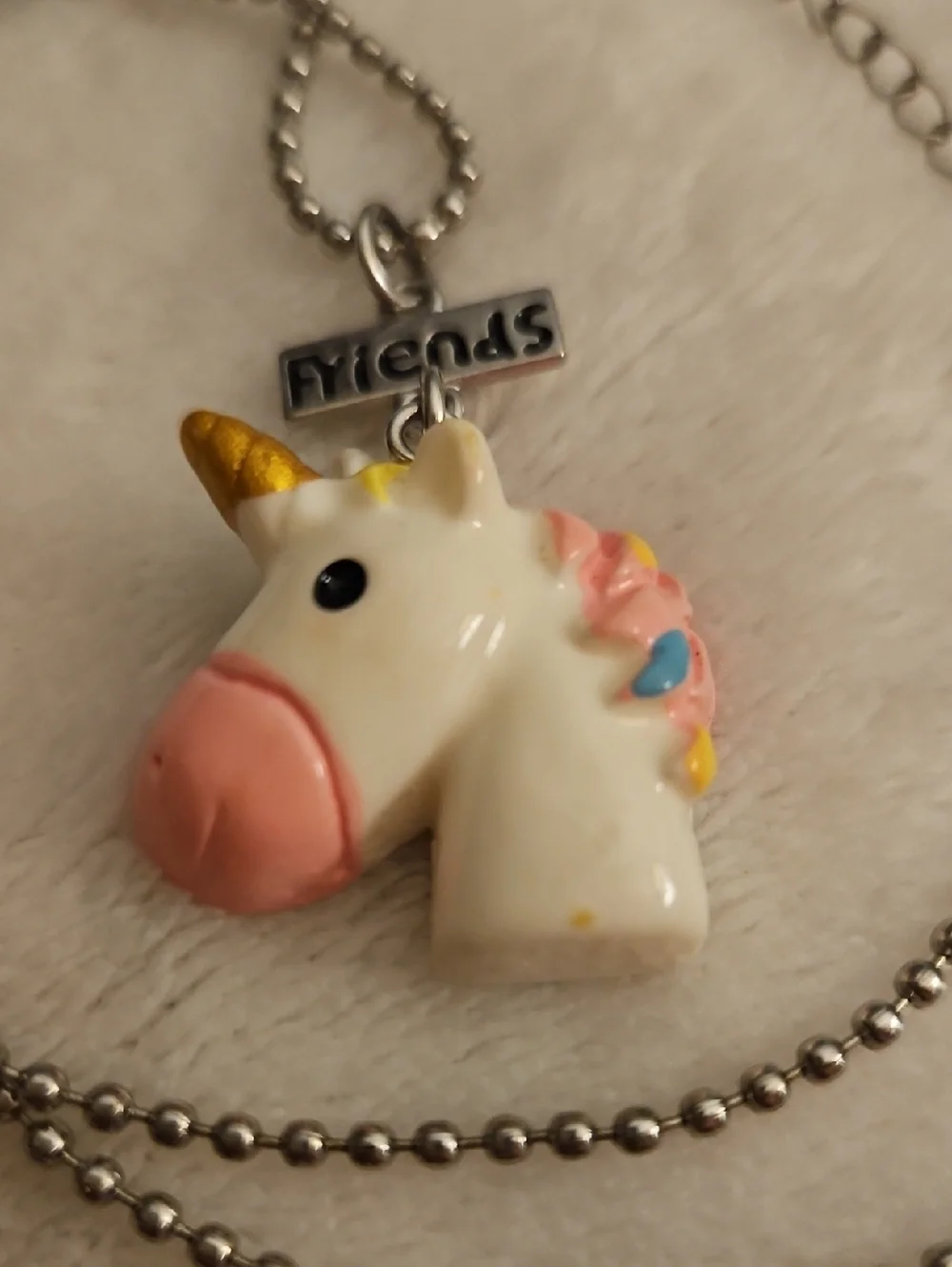 3/$30 Vintage Girl's Friends Unicorn Pendant Bead Chain Necklace